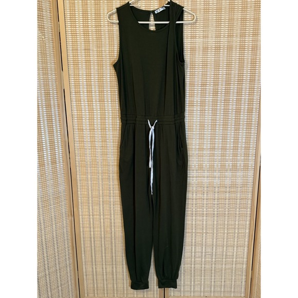 KIRUNDO Womens L Jumpsuit Hunter Green Sleeveless Boho Festival Whimsical - Picture 1 of 11